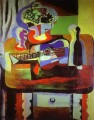 Guitar Bottle Bowl with Fruit and Glass on Table 1919 cubism Pablo Picasso